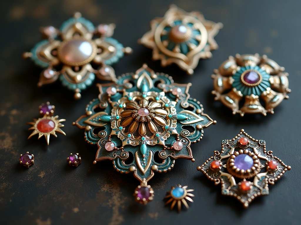 Vintage-inspired brooches by Wlozarinblixio